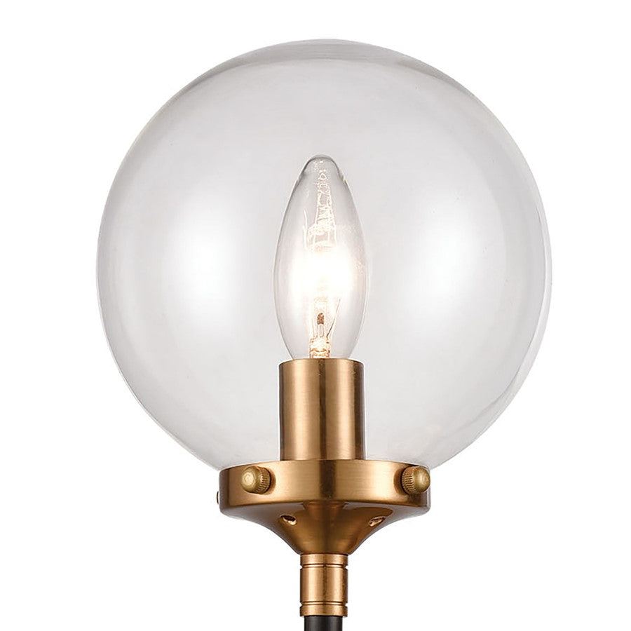 Atlas Lighting Boudreaux 19in 1-Light Wall Sconce | Mid-Century Matte Black and Antique Gold with Clear Glass | Bedroom & Hallway | Model WL11033-GD