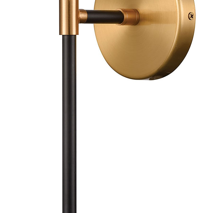 Atlas Lighting Boudreaux 19in 1-Light Wall Sconce | Mid-Century Matte Black and Antique Gold with Clear Glass | Bedroom & Hallway | Model WL11033-GD