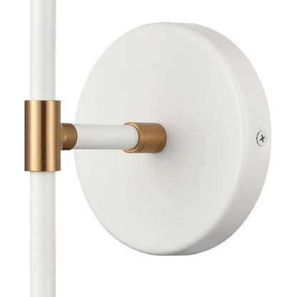 Atlas Lighting Boudreaux 19in 1-Light Wall Sconce | Mid-Century Matte White and Satin Brass with Clear Glass | Bedroom & Hallway | Model WL11033-WH