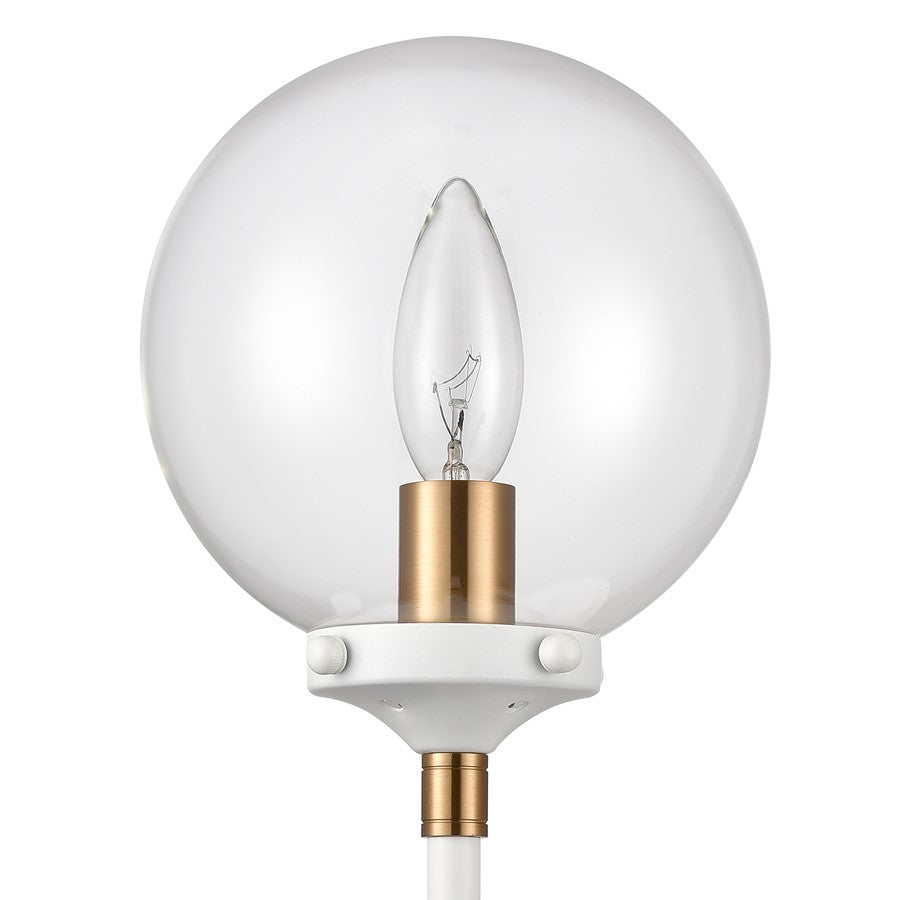Atlas Lighting Boudreaux 19in 1-Light Wall Sconce | Mid-Century Matte White and Satin Brass with Clear Glass | Bedroom & Hallway | Model WL11033-WH