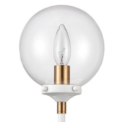 Atlas Lighting Boudreaux 19in 1-Light Wall Sconce | Mid-Century Matte White and Satin Brass with Clear Glass | Bedroom & Hallway | Model WL11033-WH