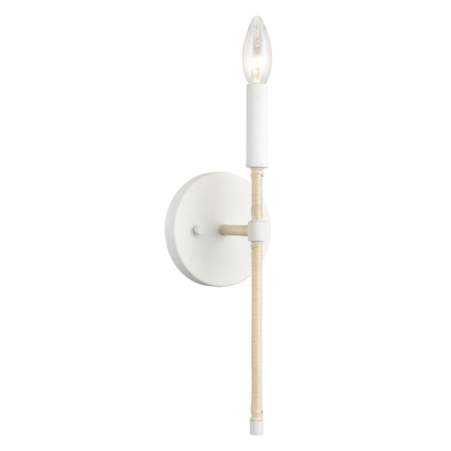 Atlas Lighting Breezeway 14in 1-Light Wall Sconce | Coastal White Coral and Natural Rattan | Bedroom & Hallway Accent | Model WL11036-WH