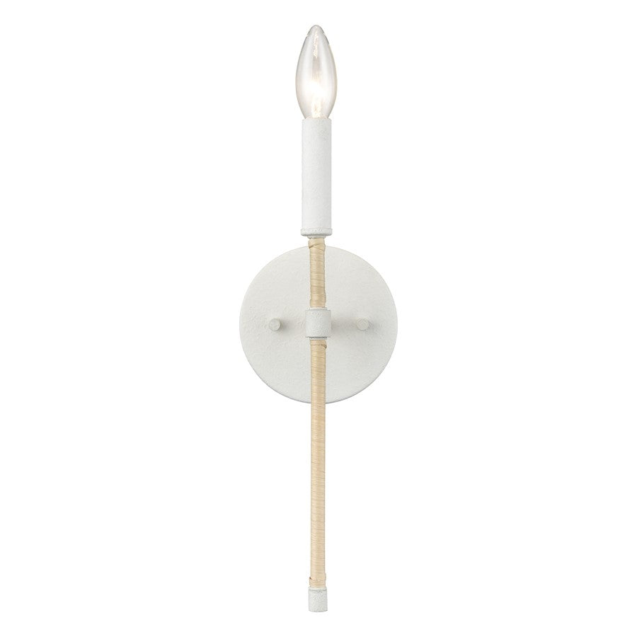 Atlas Lighting Breezeway 14in 1-Light Wall Sconce | Coastal White Coral and Natural Rattan | Bedroom & Hallway Accent | Model WL11036-WH