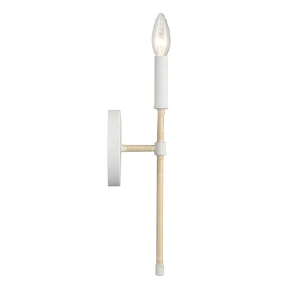 Atlas Lighting Breezeway 14in 1-Light Wall Sconce | Coastal White Coral and Natural Rattan | Bedroom & Hallway Accent | Model WL11036-WH