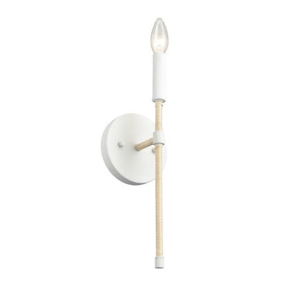 Atlas Lighting Breezeway 14in 1-Light Wall Sconce | Coastal White Coral and Natural Rattan | Bedroom & Hallway Accent | Model WL11036-WH