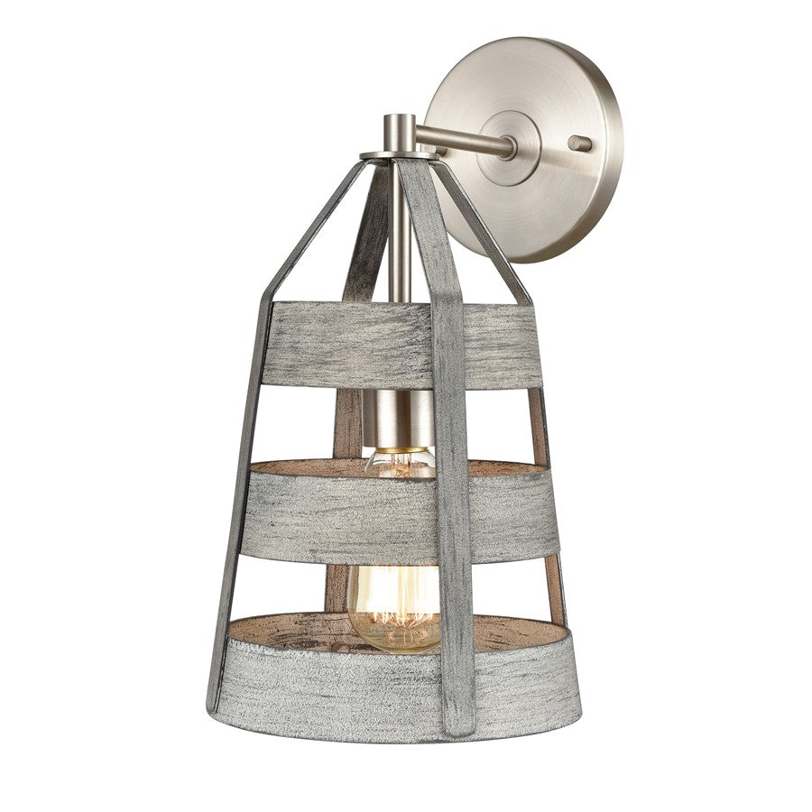 Atlas Lighting Brigantine 14in 1-Light Wall Sconce | Transitional Weathered Gray and Satin Nickel | Bedroom & Hallway Accent | Model WL11037-GY