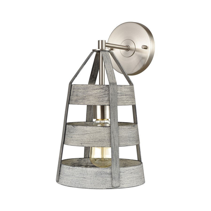 Atlas Lighting Brigantine 14in 1-Light Wall Sconce | Transitional Weathered Gray and Satin Nickel | Bedroom & Hallway Accent | Model WL11037-GY