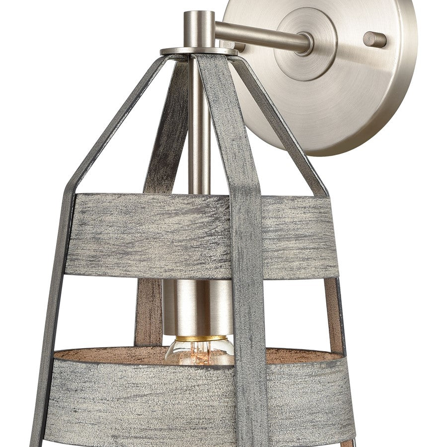 Atlas Lighting Brigantine 14in 1-Light Wall Sconce | Transitional Weathered Gray and Satin Nickel | Bedroom & Hallway Accent | Model WL11037-GY