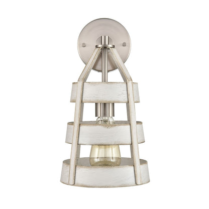 Atlas Lighting Brigantine 14in 1-Light Wall Sconce | Transitional Weathered White and Satin Nickel | Bedroom & Hallway Accent | Model WL11037-WH