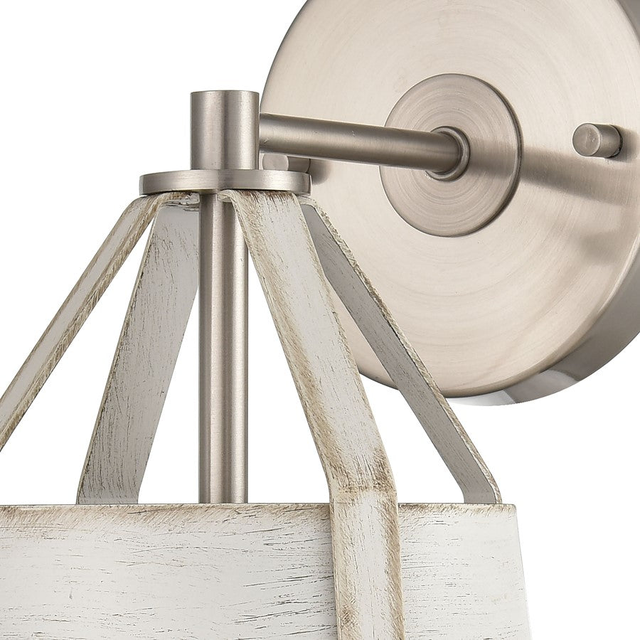 Atlas Lighting Brigantine 14in 1-Light Wall Sconce | Transitional Weathered White and Satin Nickel | Bedroom & Hallway Accent | Model WL11037-WH