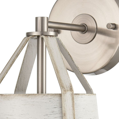 Atlas Lighting Brigantine 14in 1-Light Wall Sconce | Transitional Weathered White and Satin Nickel | Bedroom & Hallway Accent | Model WL11037-WH