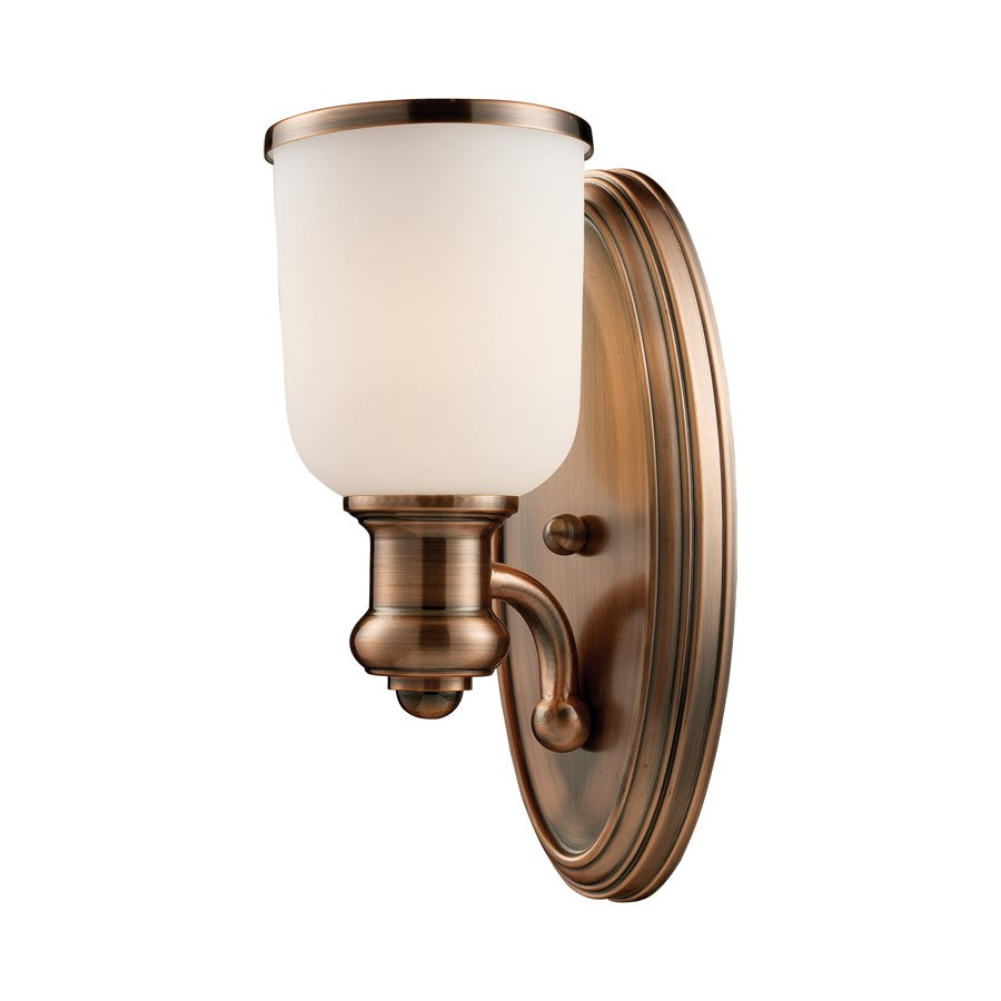Atlas Lighting Brooksdale 13in 1-Light Wall Sconce | Transitional Brushed Gold and White Frosted Glass | Bedroom & Hallway Accent | Model WL11038-GD