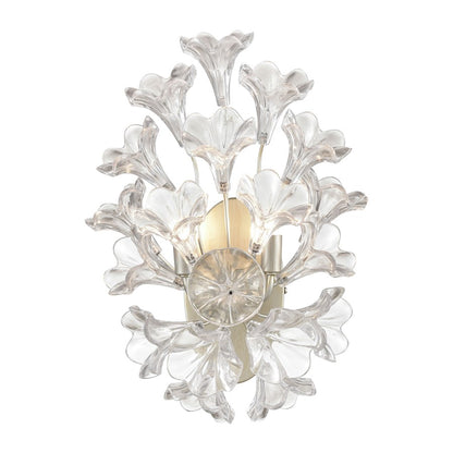 Atlas Lighting Celene 17in 2-Light Wall Sconce | Traditional Aged Silver and Clear Glass | Bedroom & Living Room | 12 x 8 x 17 in | Model WL11042-SV