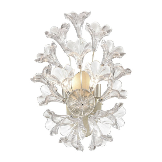 Atlas Lighting Celene 17in 2-Light Wall Sconce | Traditional Aged Silver and Clear Glass | Bedroom & Living Room | 12 x 8 x 17 in | Model WL11042-SV