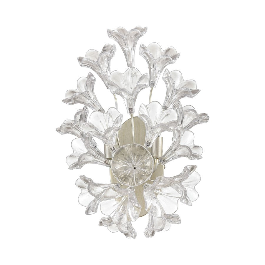 Atlas Lighting Celene 17in 2-Light Wall Sconce | Traditional Aged Silver and Clear Glass | Bedroom & Living Room | 12 x 8 x 17 in | Model WL11042-SV