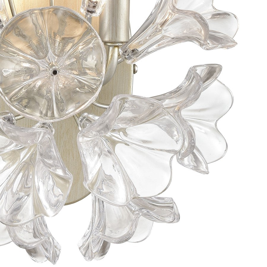 Atlas Lighting Celene 17in 2-Light Wall Sconce | Traditional Aged Silver and Clear Glass | Bedroom & Living Room | 12 x 8 x 17 in | Model WL11042-SV