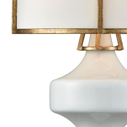 Atlas Lighting Ceramique 15in 1-Light Wall Sconce | Traditional Antique Gold Leaf and White Fabric | Bedroom & Hallway | Model WL11045-GD