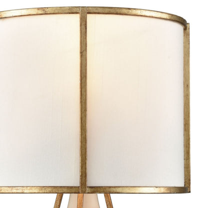 Atlas Lighting Ceramique 15in 1-Light Wall Sconce | Traditional Antique Gold Leaf and White Fabric | Bedroom & Hallway | Model WL11045-GD