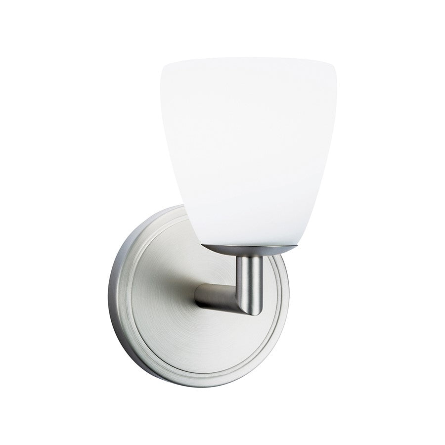 Atlas Lighting Chancellor 7.5in LED Wall Sconce | Traditional Brushed Nickel and Opal Glass | Bedroom & Hallway | Model WL11046-NK