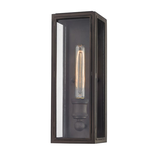 Atlas Lighting Chasebrook 14in 1-Light Wall Sconce | Modern Clay Iron and Clear Glass | Bedroom & Hallway Accent | 5 x 5 x 14 in | Model WL11048-BK