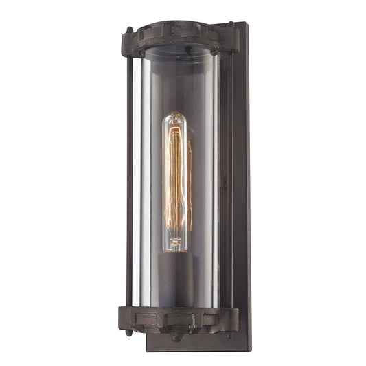Atlas Lighting Chasebrook 15in 1-Light Wall Sconce | Modern Clay Iron and Clear Glass | Bedroom & Hallway Accent | 5 x 5 x 15 in | Model WL11049-BK