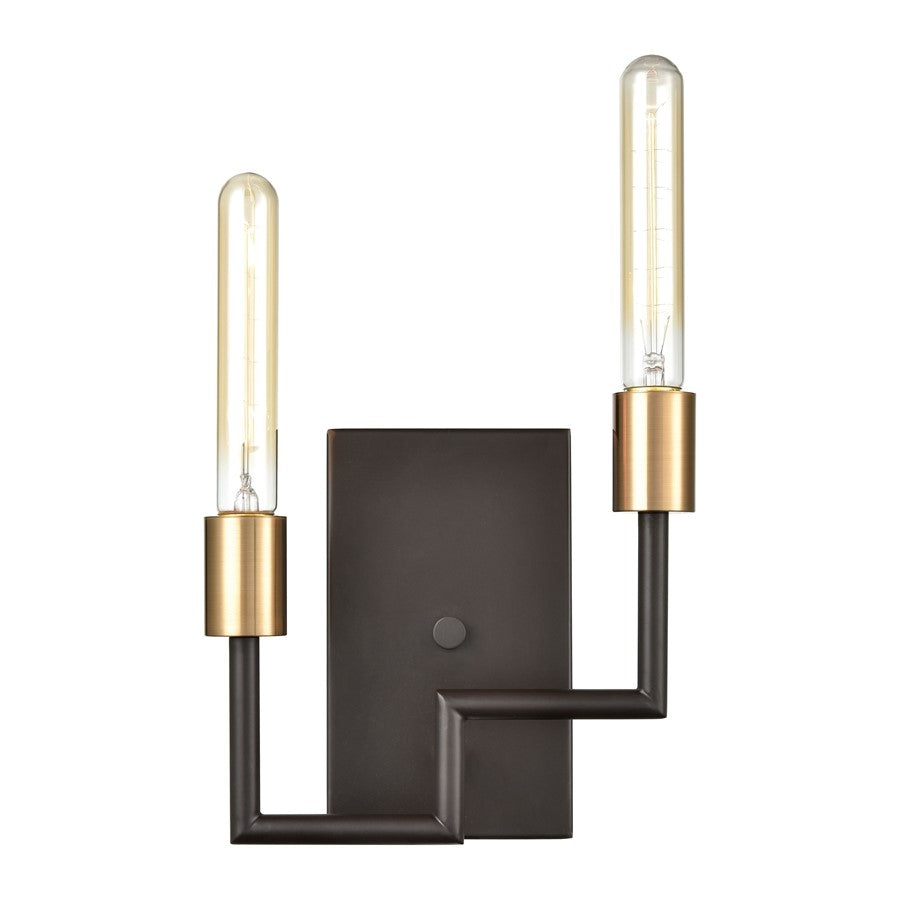 Atlas Lighting Congruency 2-Light Wall Sconce | Modern Oil Rubbed Bronze and Satin Brass Metal | Bedroom & Hallway Accent Light | Model WL11053-BZ