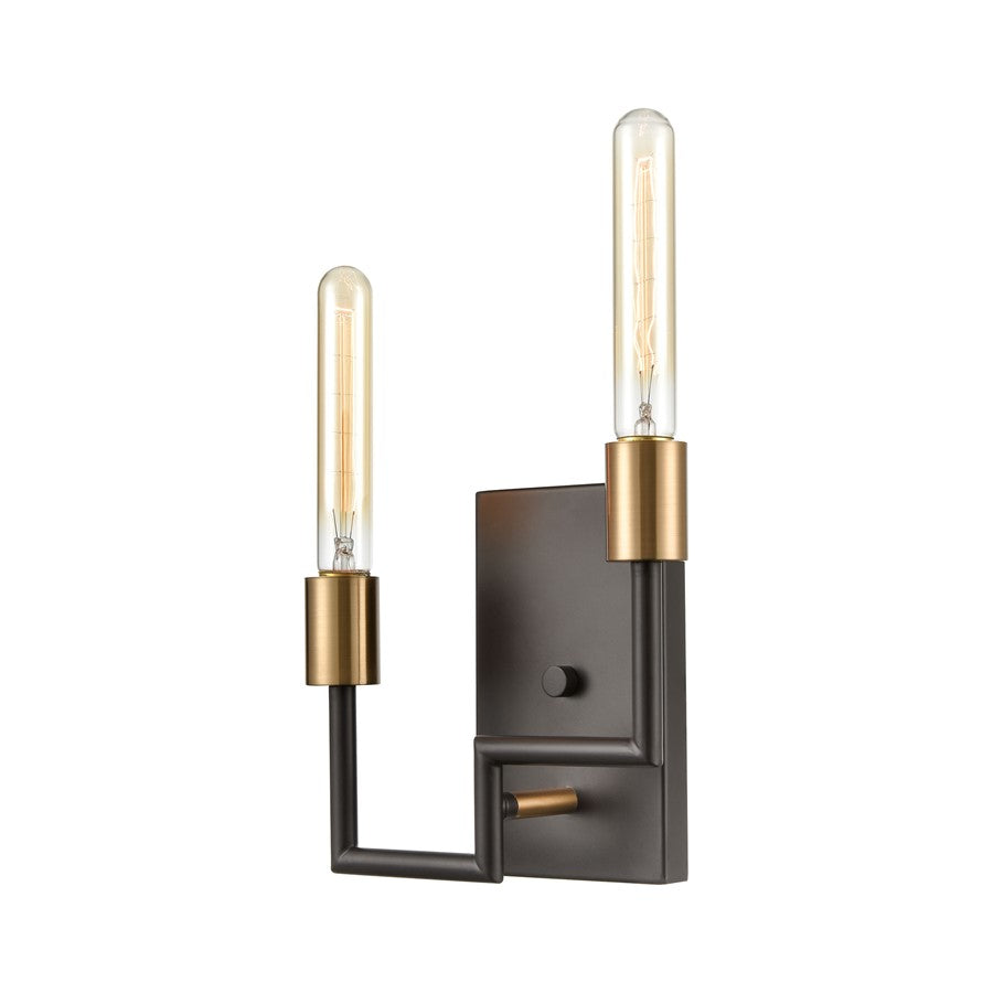 Atlas Lighting Congruency 2-Light Wall Sconce | Modern Oil Rubbed Bronze and Satin Brass Metal | Bedroom & Hallway Accent Light | Model WL11053-BZ