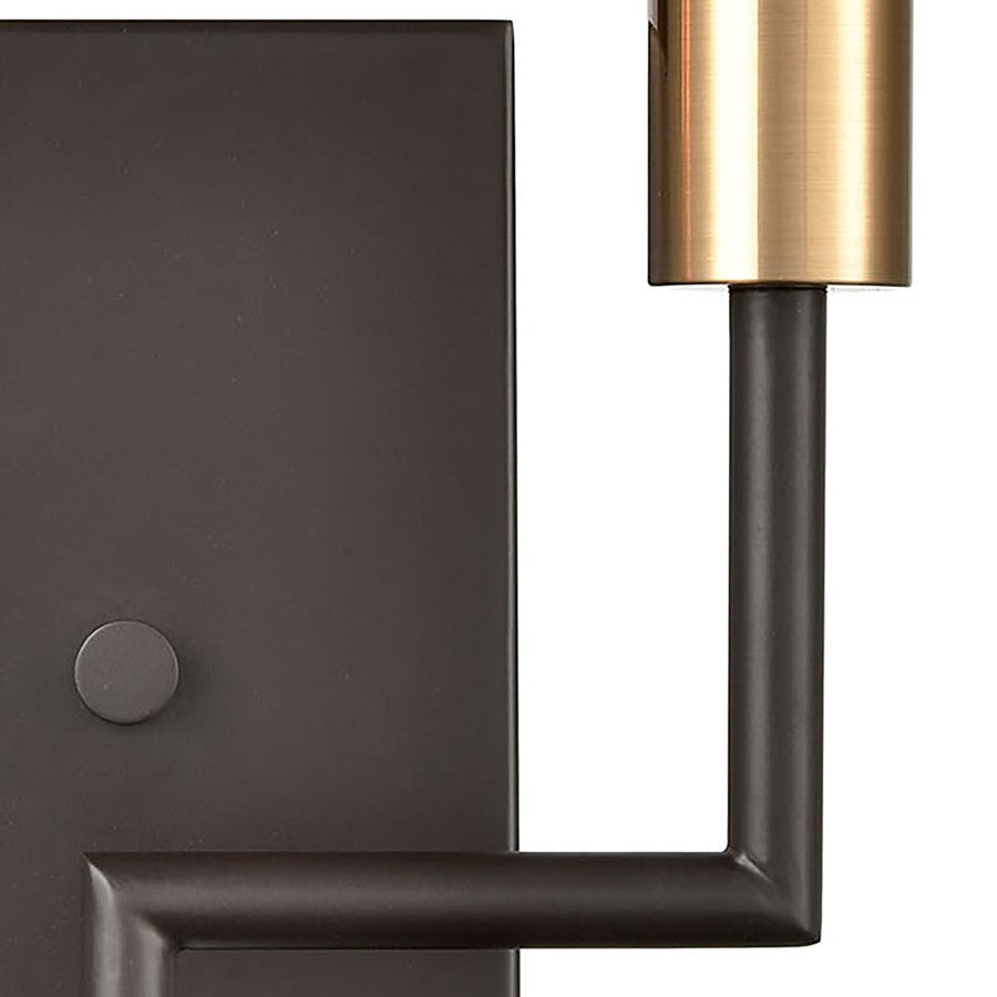 Atlas Lighting Congruency 2-Light Wall Sconce | Modern Oil Rubbed Bronze and Satin Brass Metal | Bedroom & Hallway Accent Light | Model WL11053-BZ