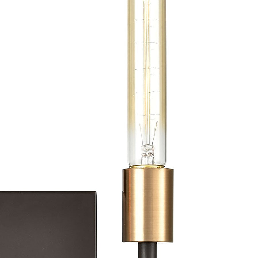 Atlas Lighting Congruency 2-Light Wall Sconce | Modern Oil Rubbed Bronze and Satin Brass Metal | Bedroom & Hallway Accent Light | Model WL11053-BZ