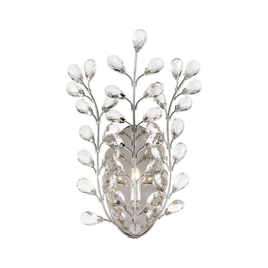 Atlas Lighting Crystique 1-Light Wall Sconce | Traditional Polished Chrome and Clear Crystal | Living Room & Entryway Accent Light | Model WL11057-CH