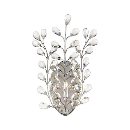 Atlas Lighting Crystique 1-Light Wall Sconce | Traditional Polished Chrome and Clear Crystal | Living Room & Entryway Accent Light | Model WL11057-CH