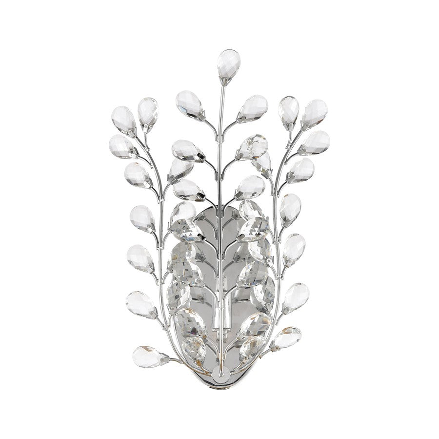 Atlas Lighting Crystique 1-Light Wall Sconce | Traditional Polished Chrome and Clear Crystal | Living Room & Entryway Accent Light | Model WL11057-CH