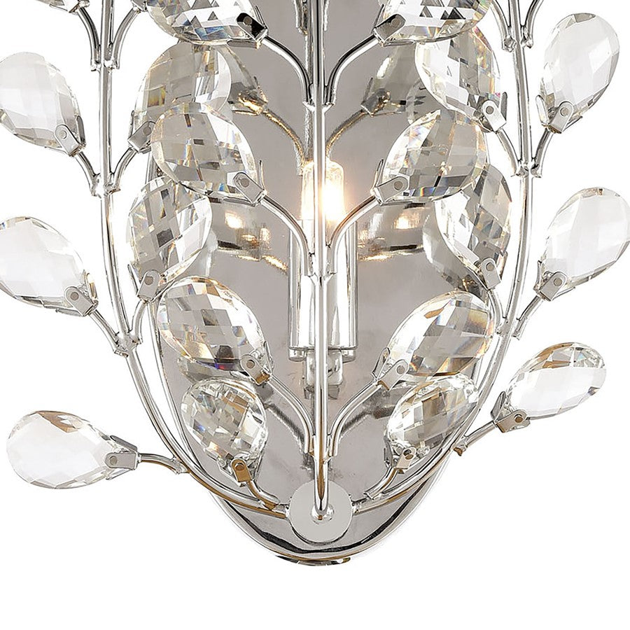 Atlas Lighting Crystique 1-Light Wall Sconce | Traditional Polished Chrome and Clear Crystal | Living Room & Entryway Accent Light | Model WL11057-CH