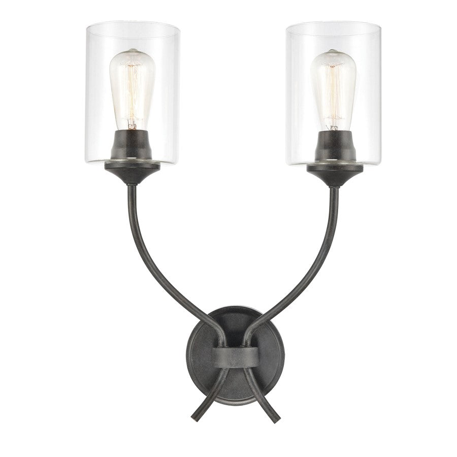 Atlas Lighting Daisy 2-Light Wall Sconce | Transitional Midnight Bronze and Clear Glass | Living Room & Dining Room Accent Light | Model WL11058-BZ