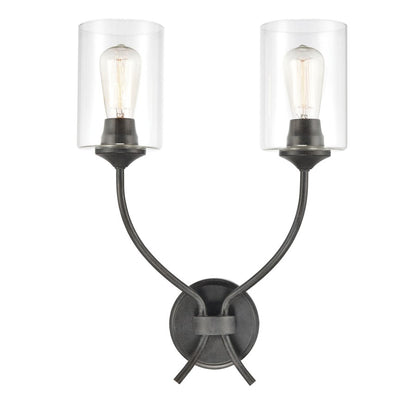 Atlas Lighting Daisy 2-Light Wall Sconce | Transitional Midnight Bronze and Clear Glass | Living Room & Dining Room Accent Light | Model WL11058-BZ
