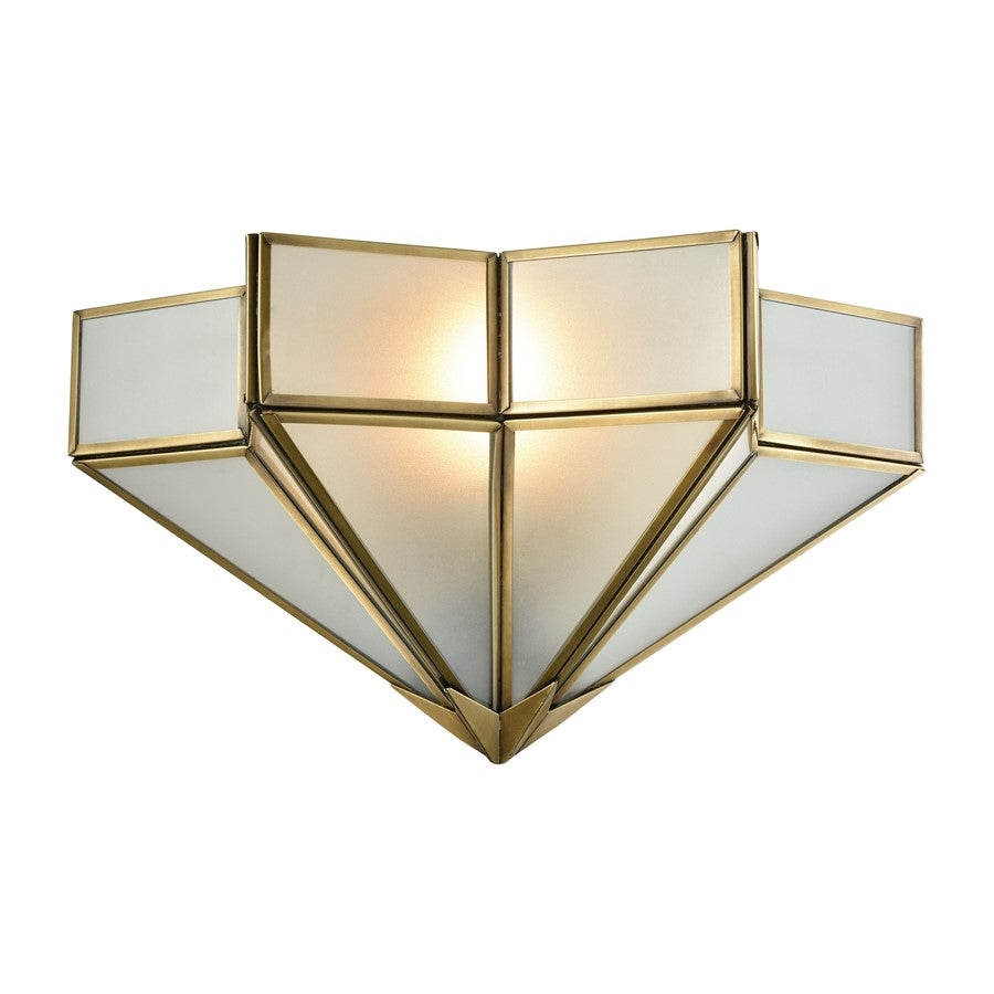 Atlas Lighting Decostar 14in 1-Light Wall Sconce | Traditional Brushed Brass and White Frosted Glass | Bedroom & Hallway | Model WL11060-BS