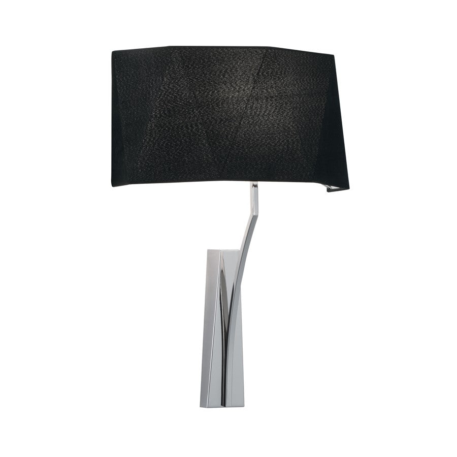 Atlas Lighting Diamond 14in 1-Light Wall Sconce | Transitional Polished Nickel and Black Fabric Shade | Living Room & Bedroom | Model WL11061-NK1