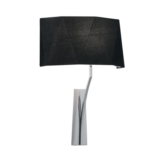 Atlas Lighting Diamond 14in 1-Light Wall Sconce | Transitional Polished Nickel and Black Fabric Shade | Living Room & Bedroom | Model WL11061-NK1