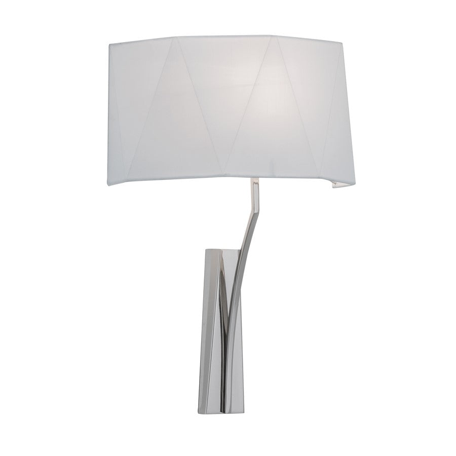 Atlas Lighting Diamond 14in 1-Light Wall Sconce | Transitional Polished Nickel and White Fabric Shade | Living Room & Bedroom | Model WL11061-NK2