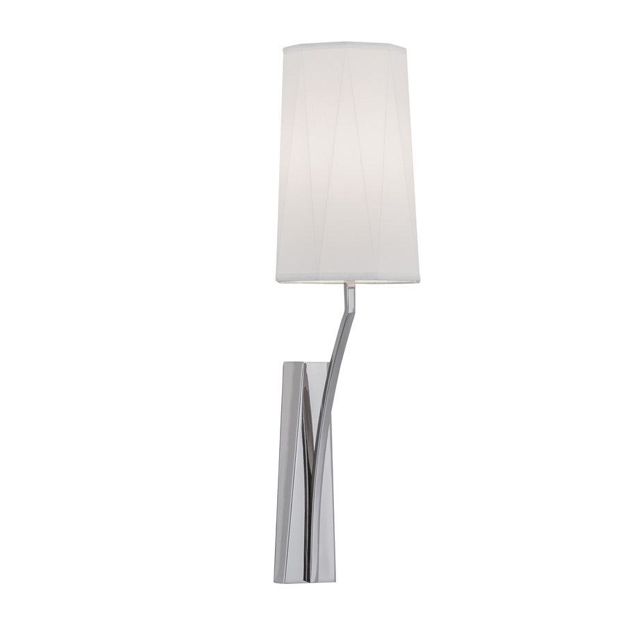Atlas Lighting Diamond 22in 1-Light Wall Sconce | Transitional Polished Nickel and White Fabric Shade | Bedroom & Hallway Accent | Model WL11062-NK2