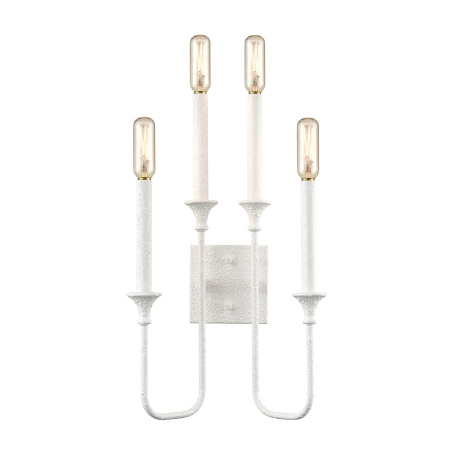 Atlas Lighting Edward 33in 4-Light Wall Sconce | Transitional Matte White Metal Candlestick | Bedroom & Hallway Accent Light | Model WL11065-WH