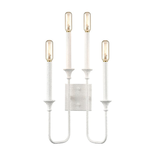 Atlas Lighting Edward 33in 4-Light Wall Sconce | Transitional Matte White Metal Candlestick | Bedroom & Hallway Accent Light | Model WL11065-WH