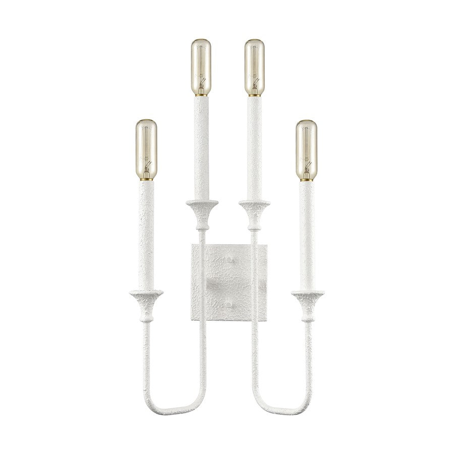 Atlas Lighting Edward 33in 4-Light Wall Sconce | Transitional Matte White Metal Candlestick | Bedroom & Hallway Accent Light | Model WL11065-WH