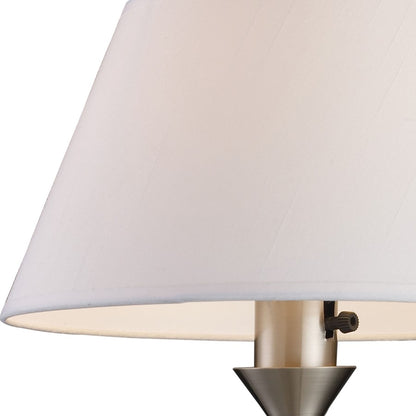 Atlas Lighting Elysburg 17in 1-Light Wall Sconce | Transitional Satin Nickel and White Fabric Shade | Bedroom & Hallway | Model WL11067-NK