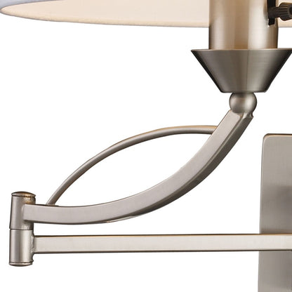 Atlas Lighting Elysburg 17in 1-Light Wall Sconce | Transitional Satin Nickel and White Fabric Shade | Bedroom & Hallway | Model WL11067-NK