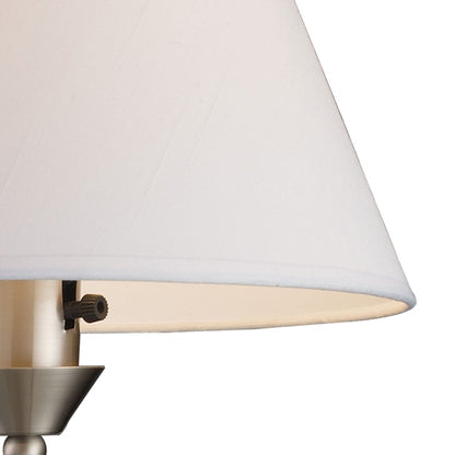 Atlas Lighting Elysburg 17in 1-Light Wall Sconce | Transitional Satin Nickel and White Fabric Shade | Bedroom & Hallway | Model WL11067-NK