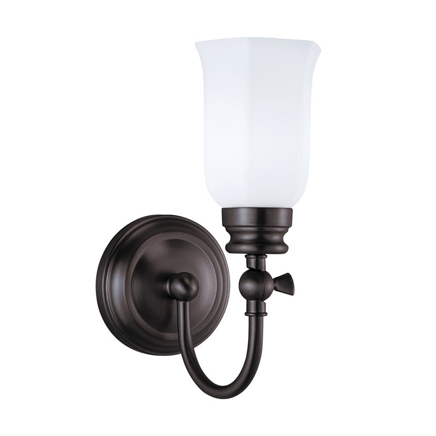 Atlas Lighting Emily 11in 1-Light Wall Sconce | Traditional Oil Rubbed Bronze and White Glass Shade | Entryway & Hallway | Model WL11068-BZ