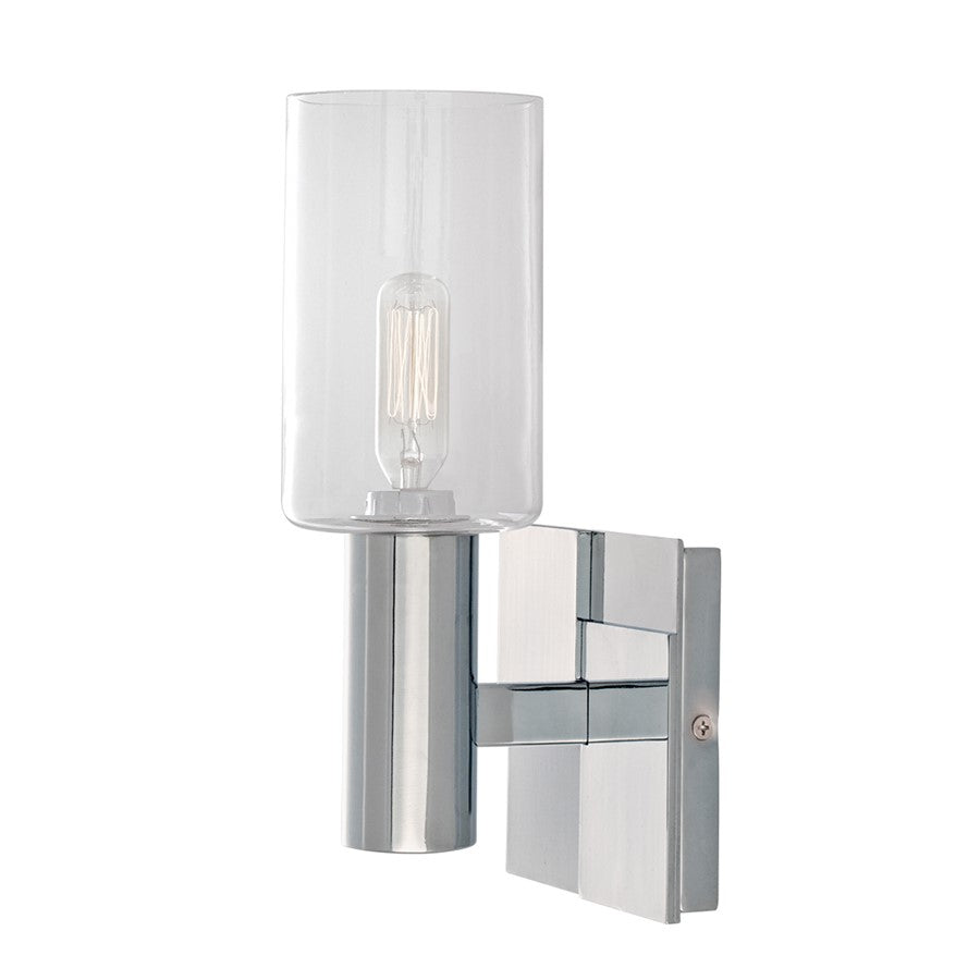 Atlas Lighting Empire 10in 1-Light Wall Sconce | Transitional Chrome and Clear Glass Shade | Living Room & Dining Room | Model WL11069-CH