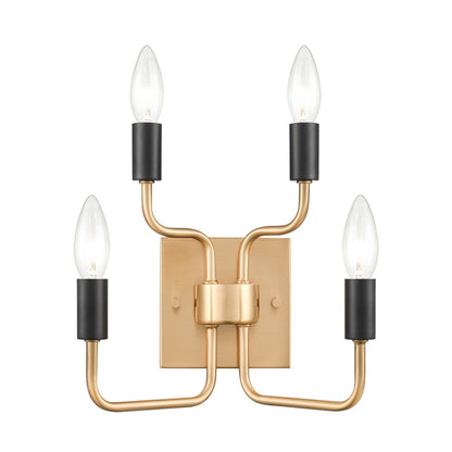 Atlas Lighting Epping Avenue 10in 4-Light Wall Sconce | Transitional Aged Brass and Matte Black Metal | Entryway, Living Room | Model WL11070-BS