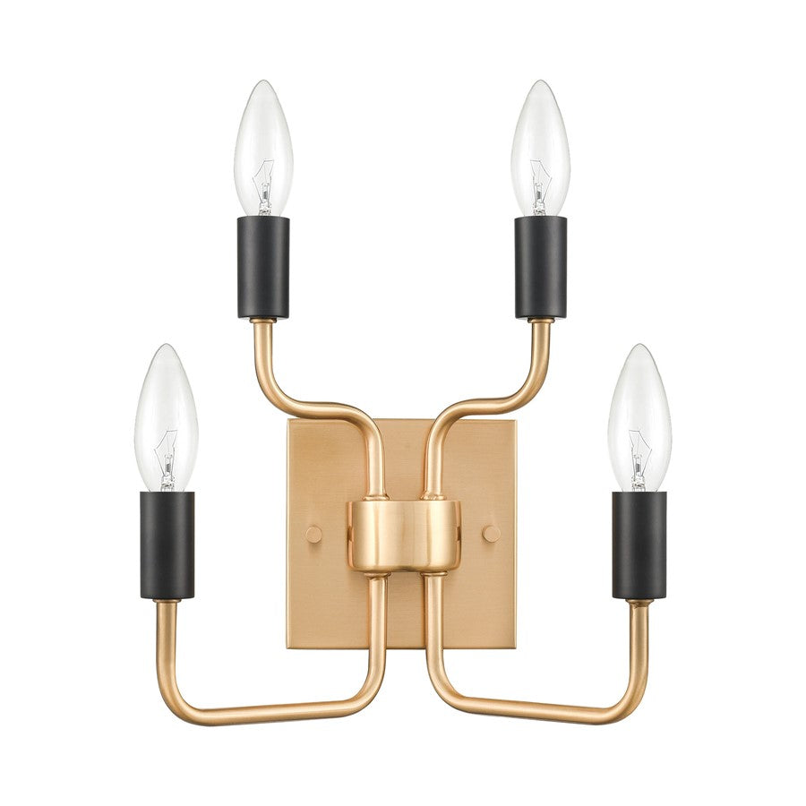 Atlas Lighting Epping Avenue 10in 4-Light Wall Sconce | Transitional Aged Brass and Matte Black Metal | Entryway, Living Room | Model WL11070-BS